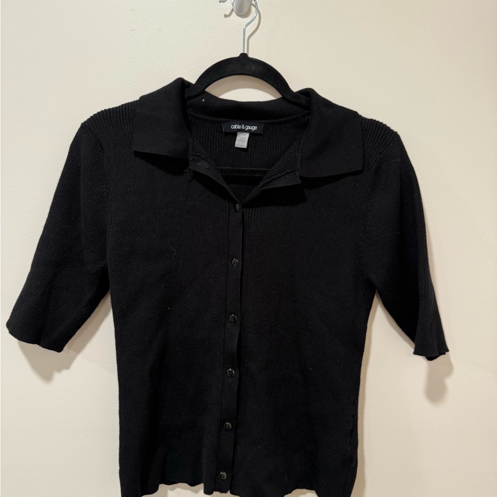 Cable & Gauge Black Button-Up Top